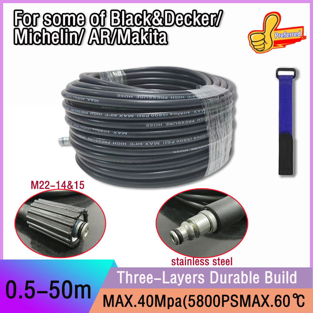 50m High Pressure Washer Hose Pipe Cord Car Washer Water Cleaning Extension Hose Water Hose for Black&Decker/Michelin/AR/Maki