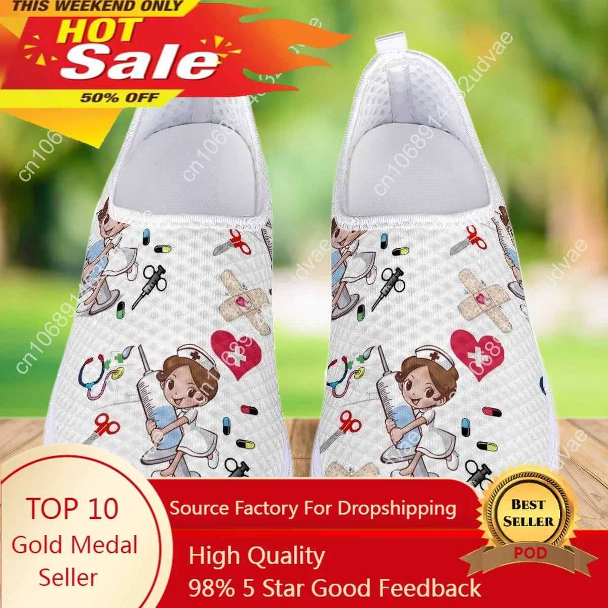 Nurse Shoes Summer Flats Women Shoes Mesh Sneakers Shoe Woman Cartoon Doctor Hospital Skech Print Zapatos De Mujer