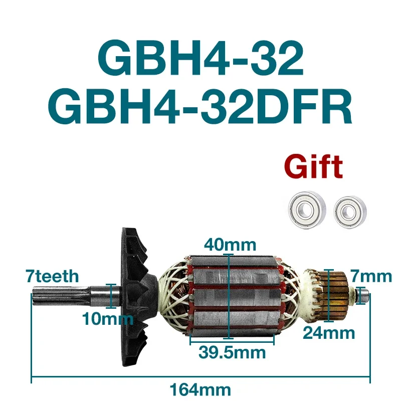 AC220-240V Armature for Bosch GBH4-32 GBH4-32DFR Hammer Rotor Armature Anchor Stator Coil Power Tools Replacement Accessories