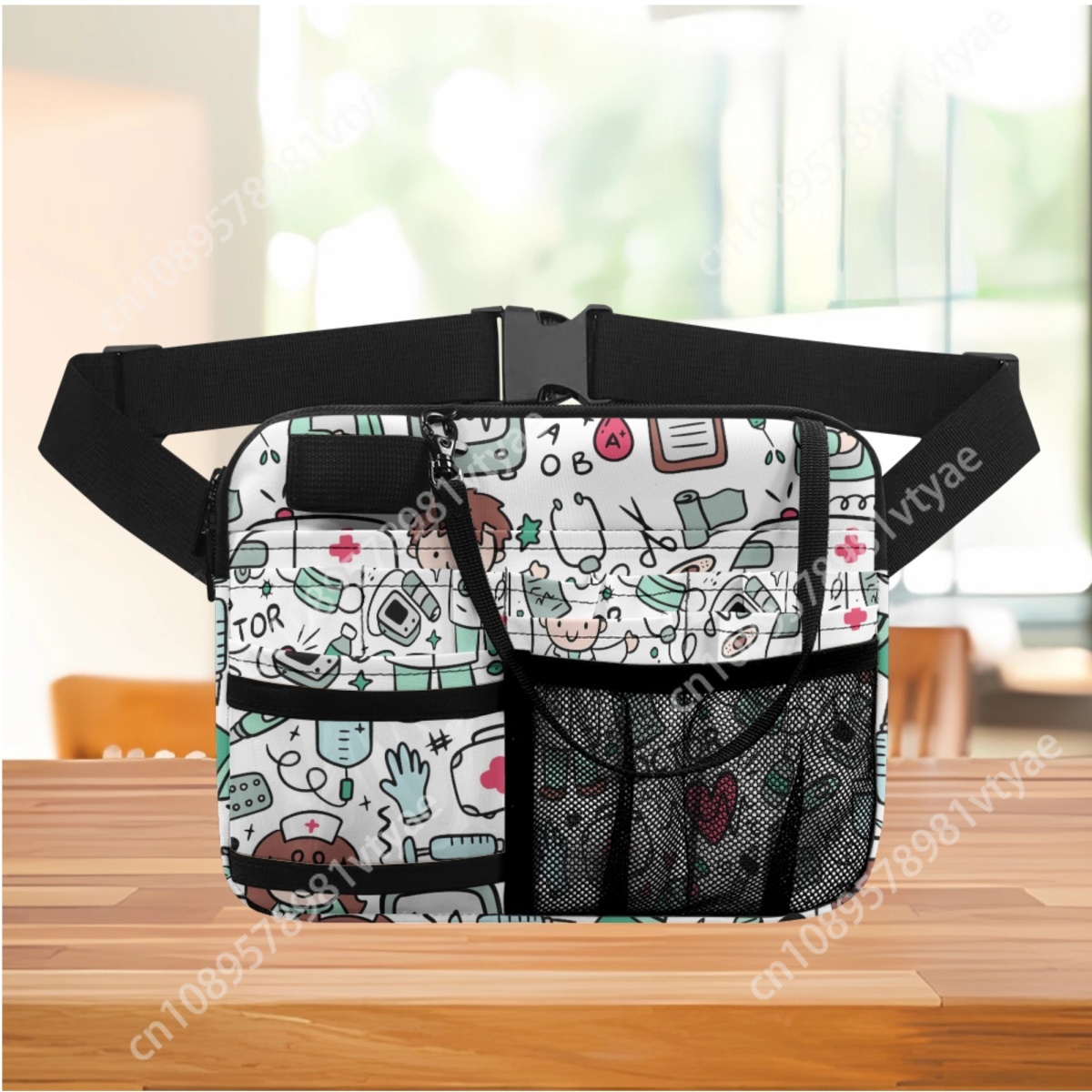 Nursing Multi Compartment Utility Hip Bag Case Medical Doctor Healthcare Print Fashion Fanny Pack Organizer Pouch Waist Pouch