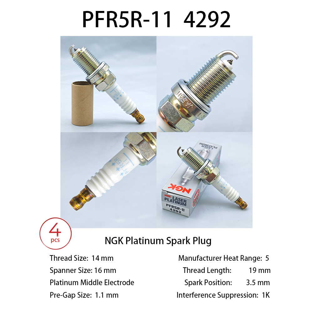 4pcs NGK Laser Platinum Spark Plug PFR5R-11 4929 Suitable for BEN-Z C-CLASS 202 203 CLK 208 209 CLS 219 E-CLASS 210 etc
