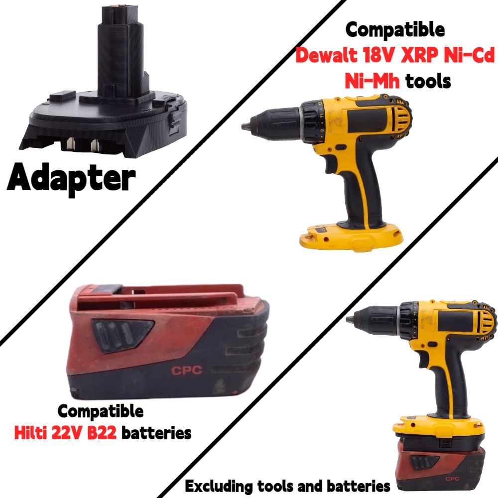 For Hilti 22V B22（B22-2.6,B22-4.0,B22-8.0）Li-ion Battery TO Dewalt 18V XRP Ni-Cd Ni-Mh Tools Adapter/Converter(Only Adapter）