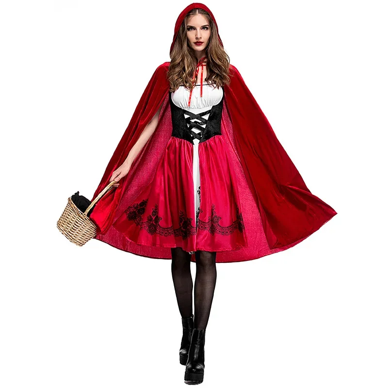 Halloween Womens Girls Little Red Riding Hood Costume Ladies Fairytale Fancy Dress