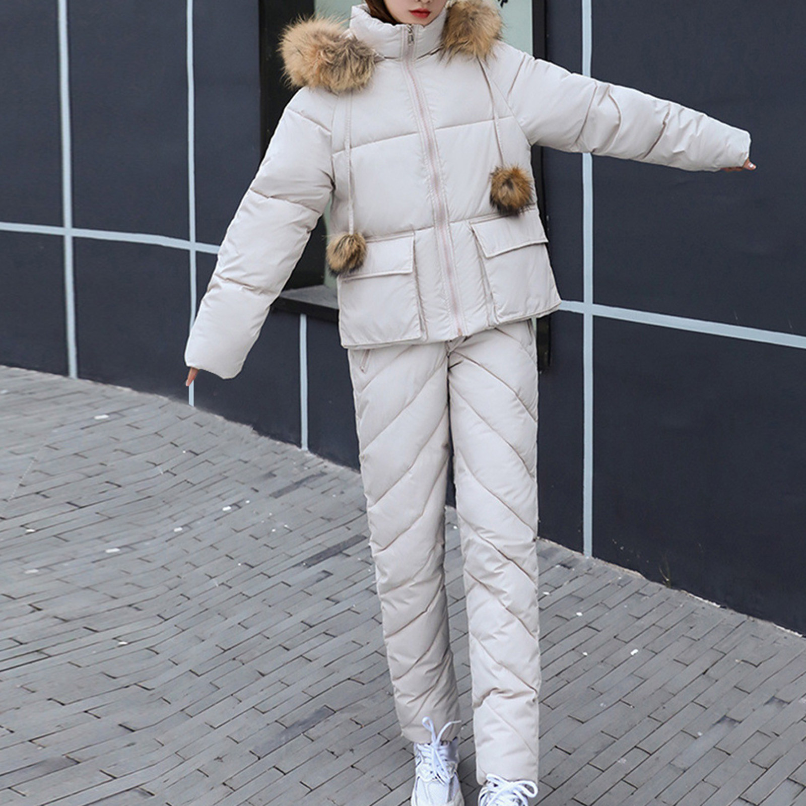 Ski Wear Sport Outdoor Outfit Women Winter Fashionable Thicken Warm Cold Proof 2 Piece Set Down Outerwears куртка зимняя женс
