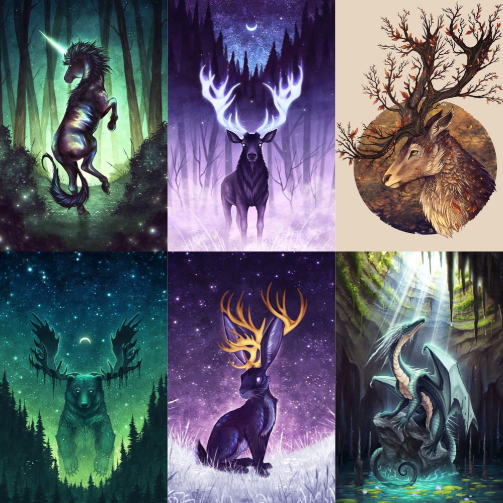 5d Diamond Painting Fantasy Fawn Bear Malone Mosaic Embroidery Cross Stitch Kit Animal Landscape Diy Home Decor алмазная моза