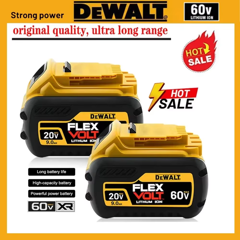 Original Dewalt 220V DCB206, DCB205, DCB200, DCB609 power tool batteries, Dewalt 20V 60V 9.0Ah rechargeable battery&charger