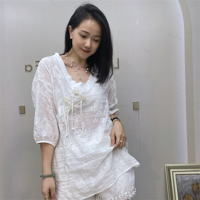 White Chiffon Tops Women Plus Size Thin Short Sleeve Summer Hollow Out T Shirt Летняя футболка для женщин