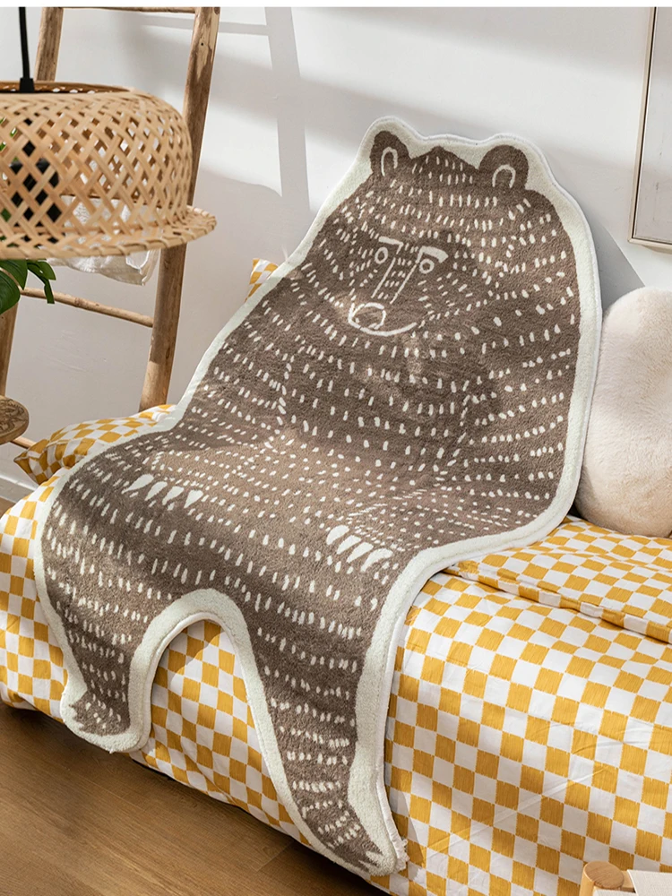 Animal Carpet Home Bedroom Rugs Living Room Decor Bear Bedside Mat Soft Fluffy Plush Rug Ковер В Спальню Ковер Коврик В Спаль