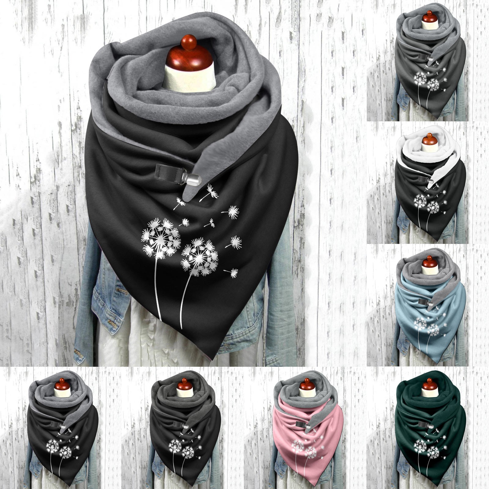 Dandelion Animal Print Women Winter Button Scarves Cotton Warm Soft Wrap Female Neck Wrap Shawls Outdoor шарф mujer