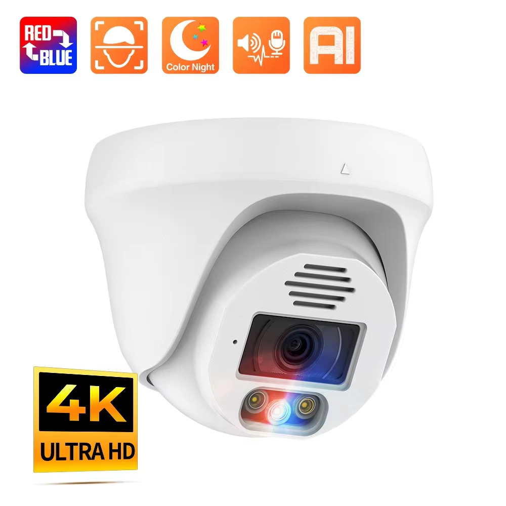 Techage 5MP 8MP Внутренняя купольная IP-камера PoE с 2-сторонним звуком, цветным ночным видением для комплекта PoE NVR, систе