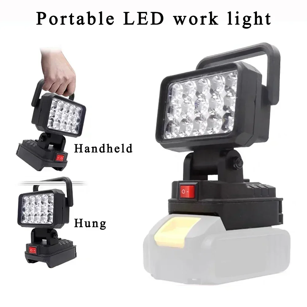 15 Beads LED Working Light Spotlight Portable Lamp Hand Lantern for Makita for Dewalt for Milwaukee for Bosch 18V Li-ion Batt