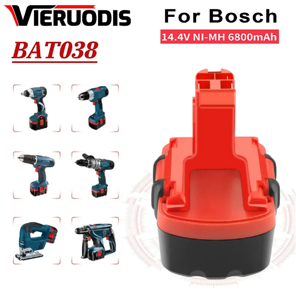 6.8Ah 9800mAh Ni-MH 14.4V For Bosch BAT038 BAT140 BAT040 BAT041 BAT159 2607335533 2607335711 26073356 Tool rechargeable batte