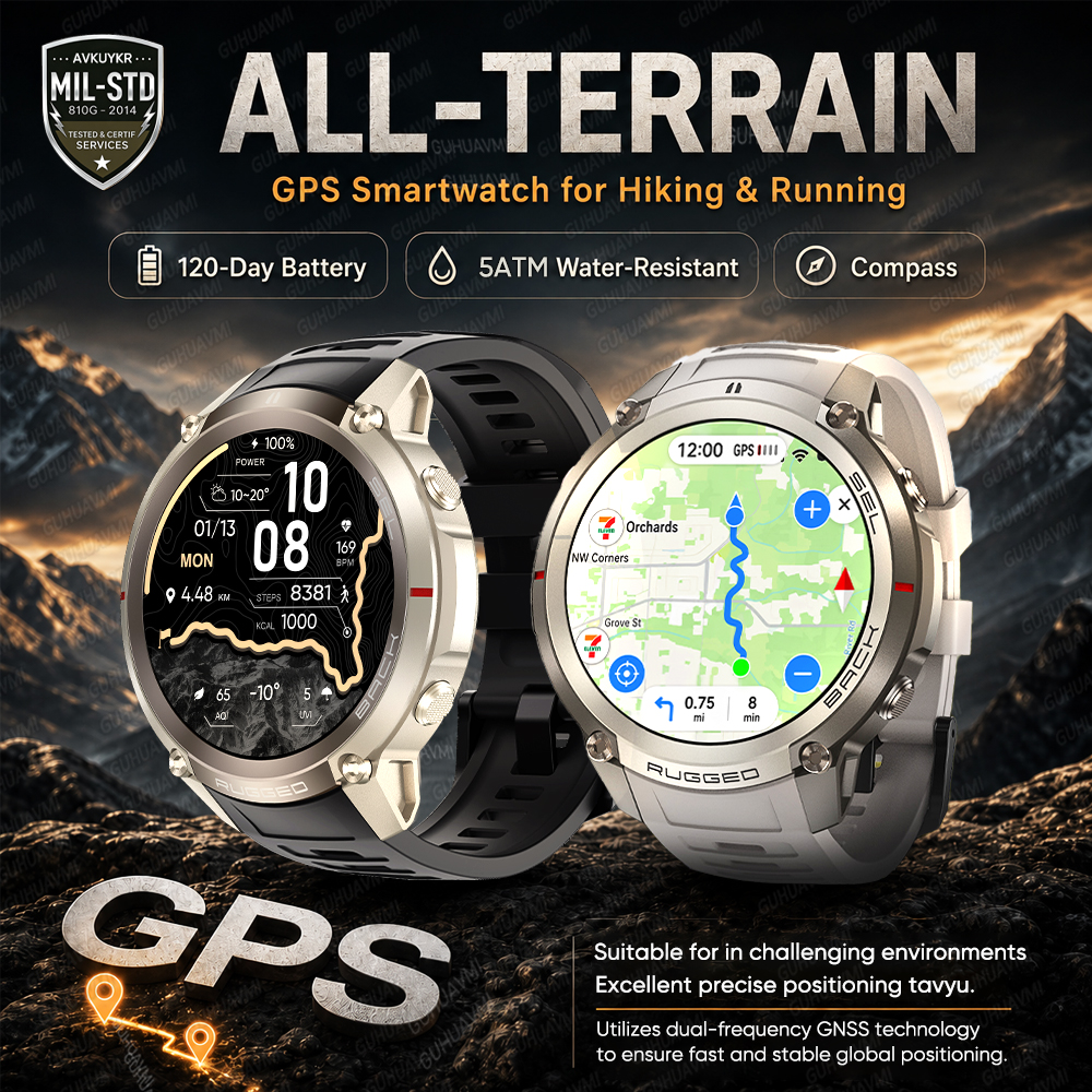 All-Terrain Accurate GPS Offline Map Smart Watch Outdoor Sports Built-in GPS Compass 5ATM Waterproof 1.43" AMOLED BT Call Wat