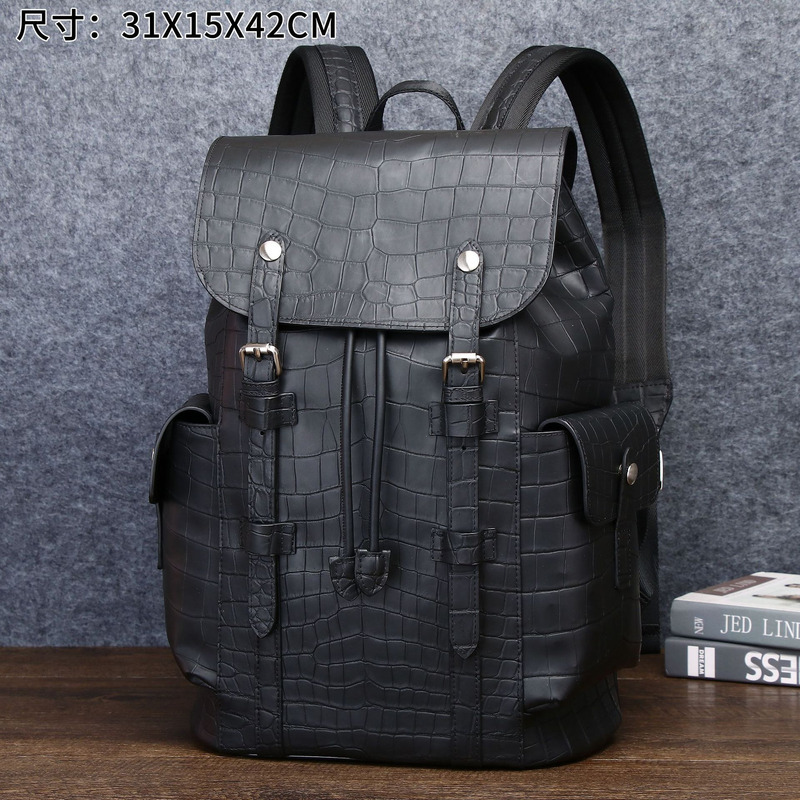Crocodile Leather Men's Backpack With Large Capacity Male Travel Bag Computer Bags For Teenagers Laptop School Bagpack рюкза