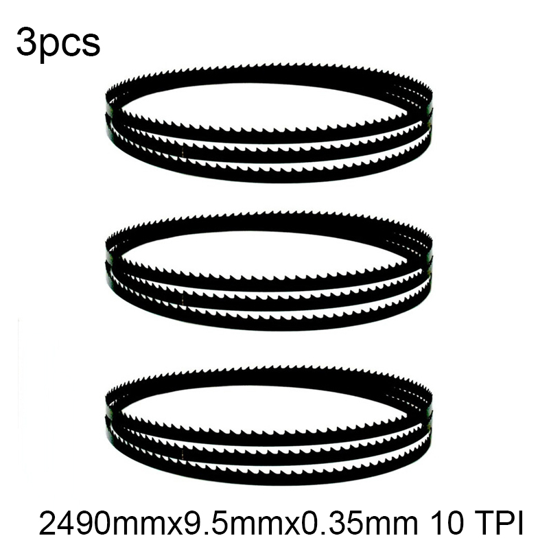 2490mm Bandsaw Blades 2490mmx9.5mmx0.35mm 10 TPI for Metabo Makit Dewalt Wood Cutting 3pcs