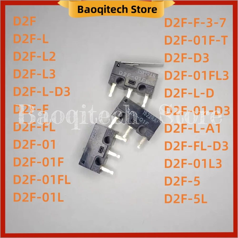 D2F - L L2 L3 01L L-D3 Snap Action N.O./N.C. SPDT Pin Plunger 3A 125VAC 30VDC 1.47N Travel micro switch for Omron mouse switc