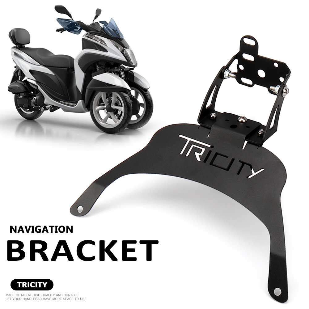Motorcycle For YAMAHA Tricity 300 Tricity 155 Tricity125 Phone Holder Stand GPS Navigation Plate Bracket Black Wireless charg