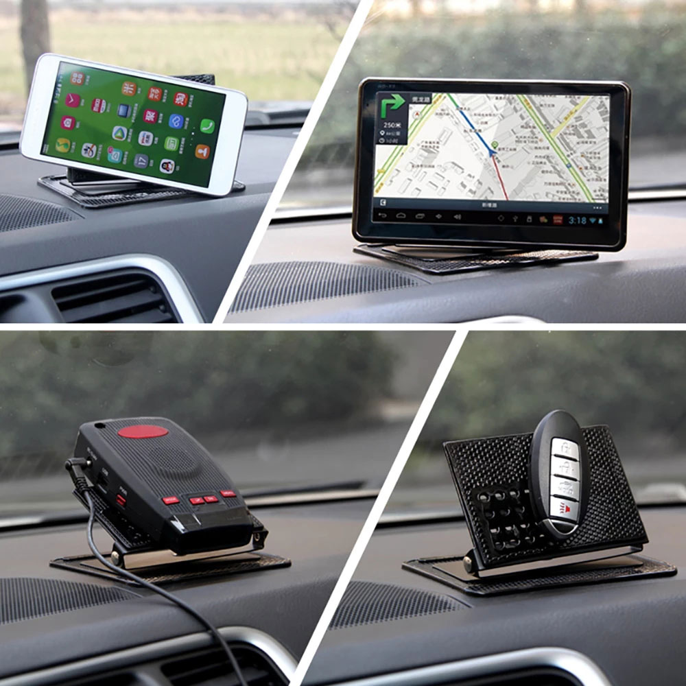 Car Ornament Silicone 360 Rotating Phone Holder Non Slip Mat Automobile Dashboard Adjustable Angle Sticky Pad for GPS Navigat