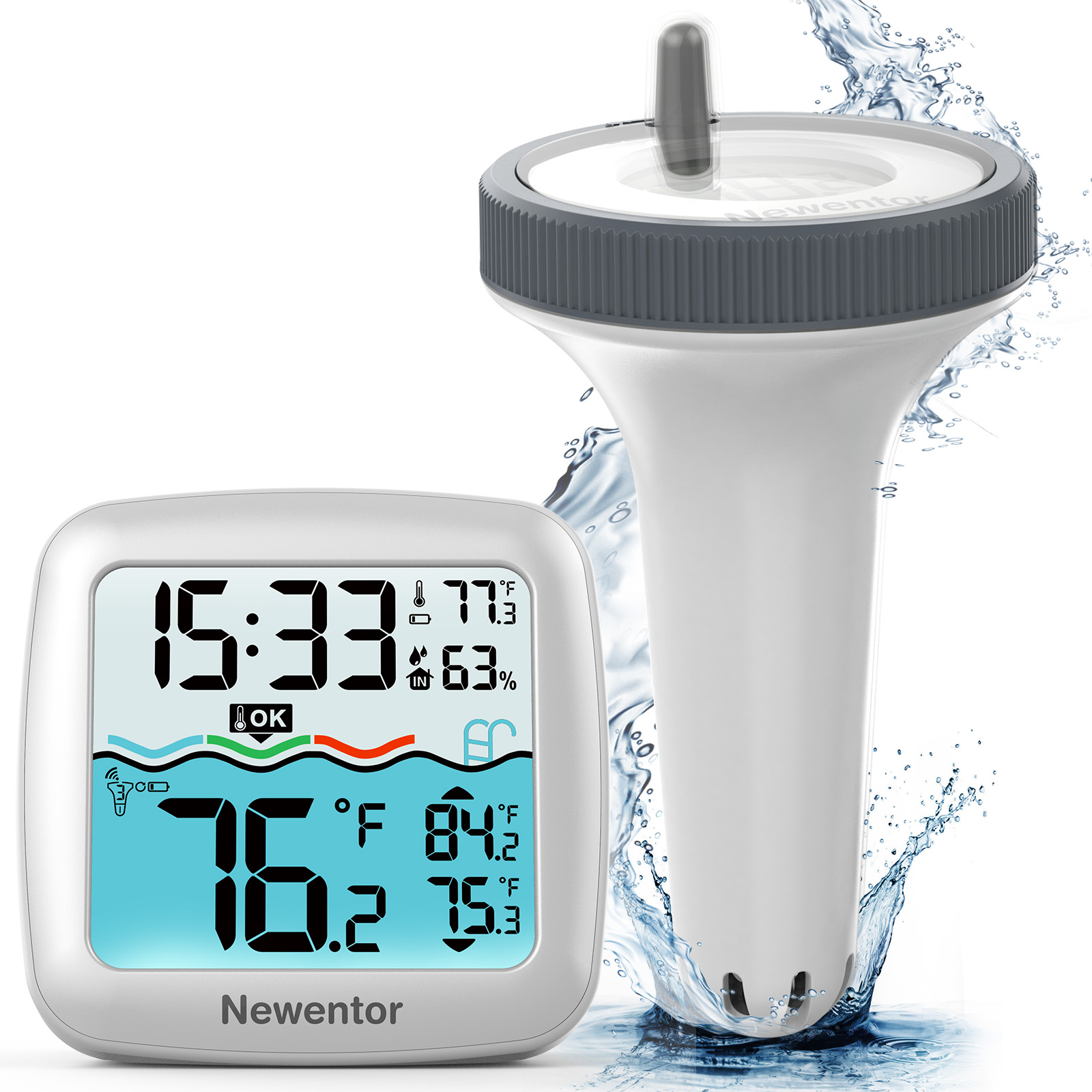 Digital Wireless Floating Pool Thermometer Time Clock Indoor/Outdoor Swimming Pool термометр Pet Bath Spas Aquariums
