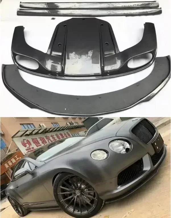 New！ Real Carbon Fiber Body Kit For Bentley Continental GT 2012 2013 2014 4.0/6.0 Front Bumper Lip Rear Diffuser Spoiler Side