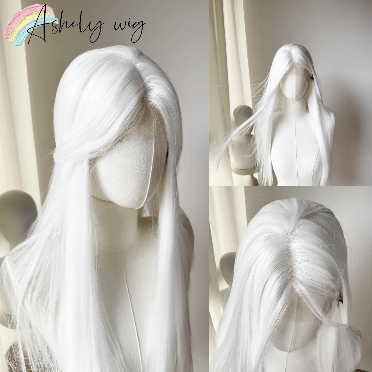 13*4 Lace Front Wig White Long Straight Wig for Women High Quality Synthetic High Temperature Fiber for Cosplay 가발 парик