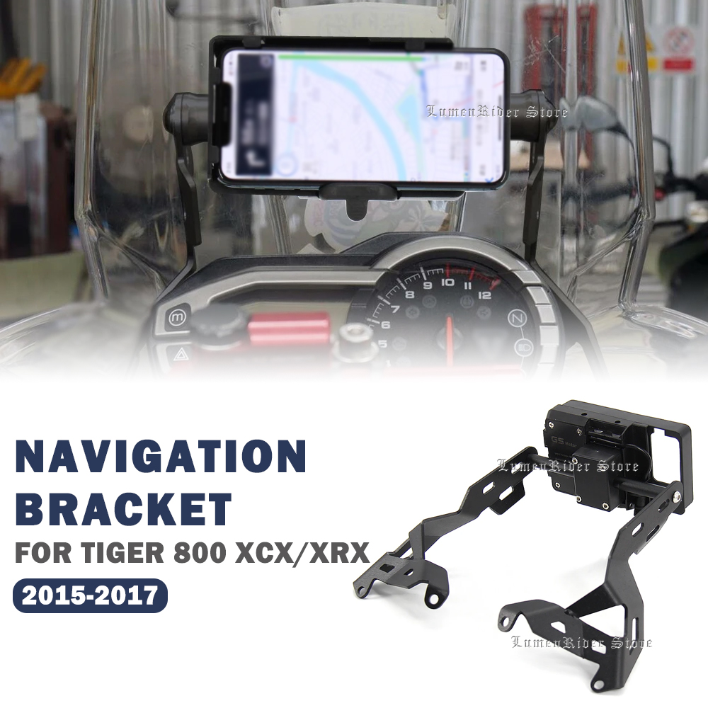 For Tiger 800 XCX XRX 2015-2017 Motorcycle Accessory GPS Mount Navigation Plate Bracket Adapt Holder Kit