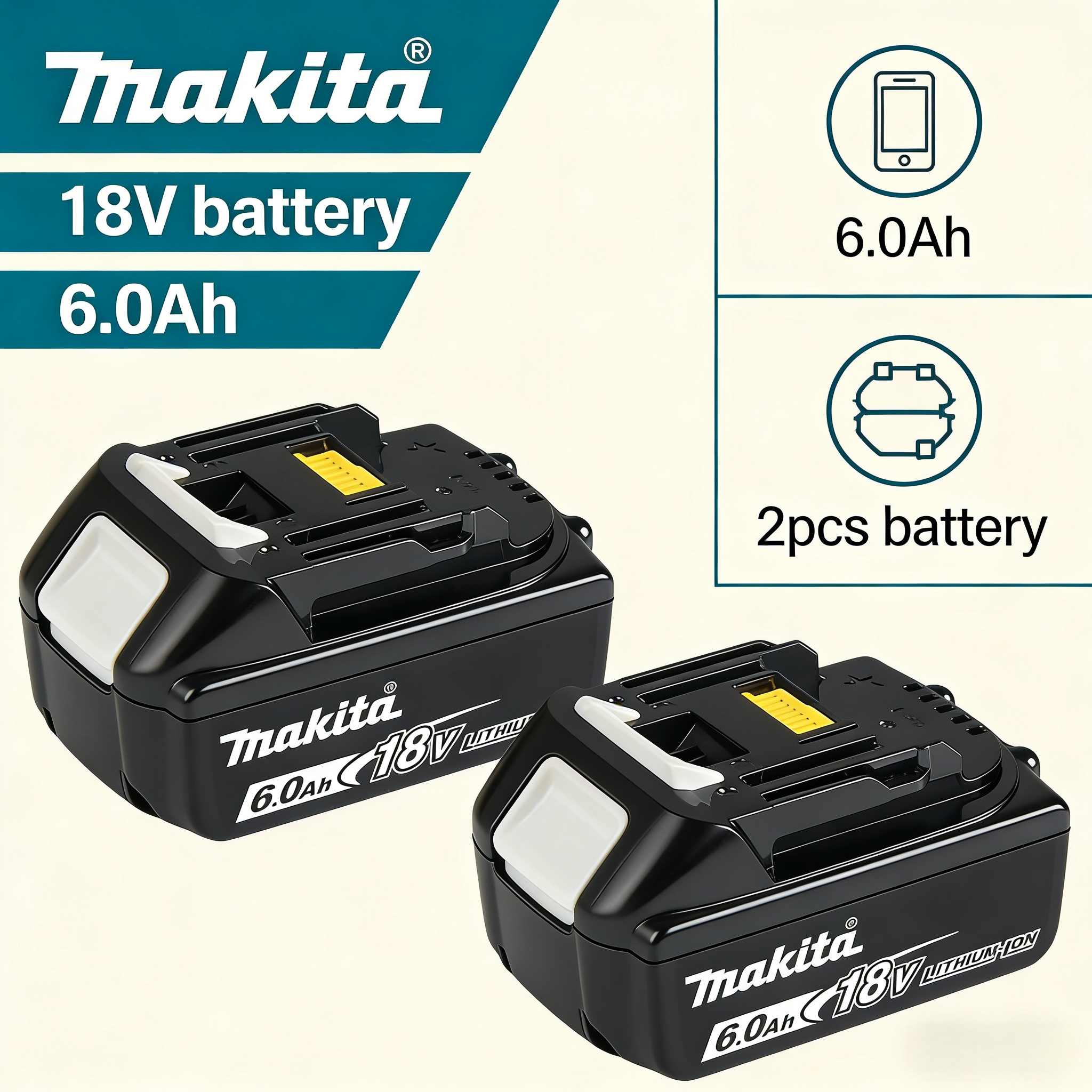 100% Original Makita battery 3Ah/5Ah/6Ah Makita 18V Battery for 18v BL1830 BL1840 BL1850B Makita battery◔◕