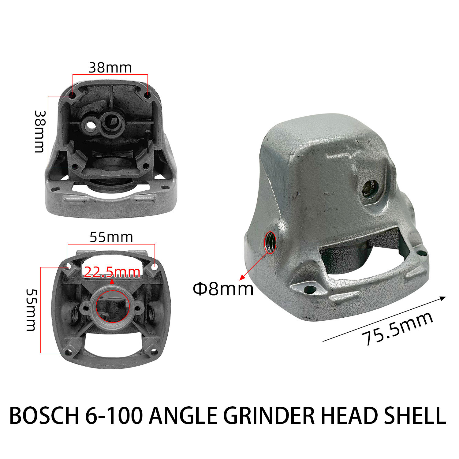 Angle Grinder Aluminum Head Shell Housing Gearbox Gear Assembly For Bosch GWS6-100 FF03-100A Power Tool Accessories