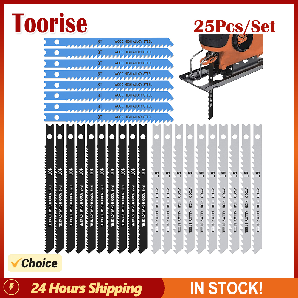 25PCS/Set 6T 8T 10T Jigsaw Blades U Shank for Wood Plastic Metal Jig Saw Blade Set U-Shank Jig Saws for Bosch DeWALT SKIL Bla