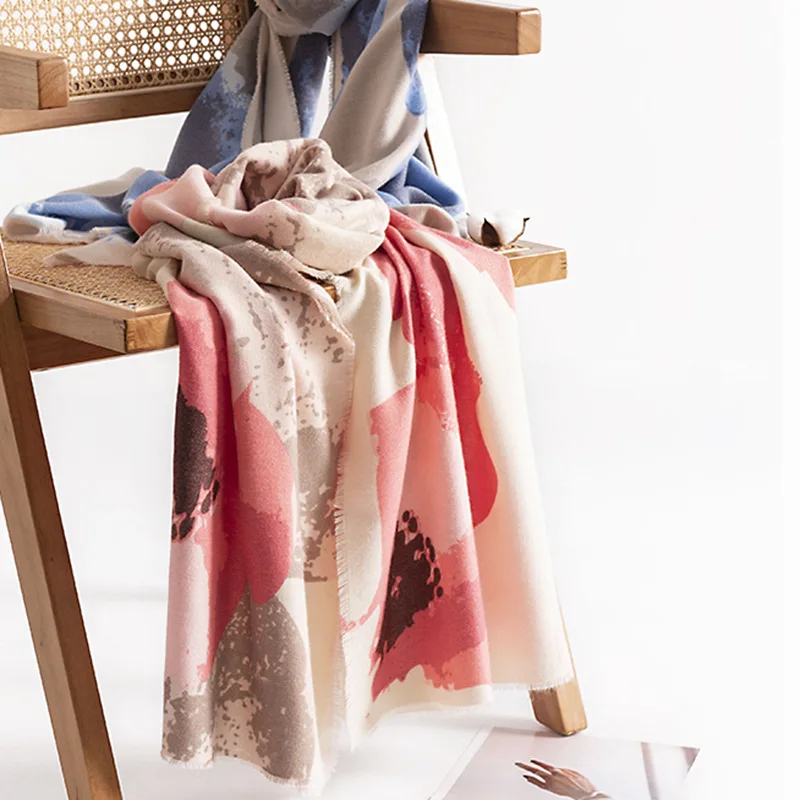 Winter Fashion Printed Luxury Scarf for Women Retro Trend Imitation Cashmere Warm Scarves Shawl Clothing Accessories Gift Шар