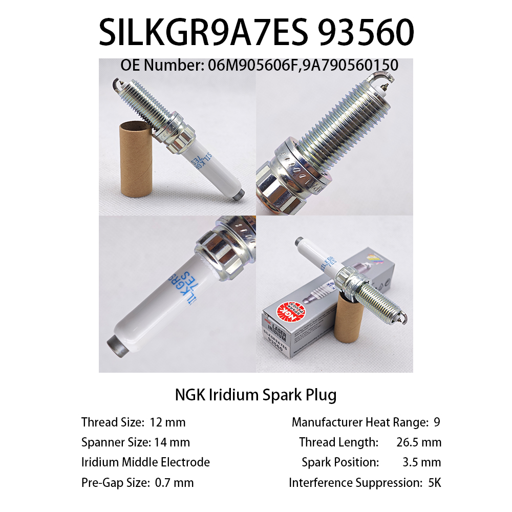 4pcs 6pcs Original NGK Iridium Spark Plug 06M905606F SILKGR9A7ES 93560 Suitable For some models Audi A4 A5 A6 A7 A8 Q5 Q7 Q8 