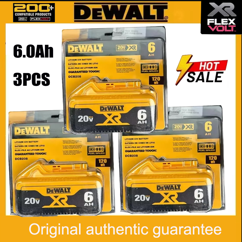 100% High Rate Genuine Dewalt 20V Battery, Dewalt DCB200 Power Tool Battery 2AH 5AH 6AH Rechargeable Lithium Ion Battery