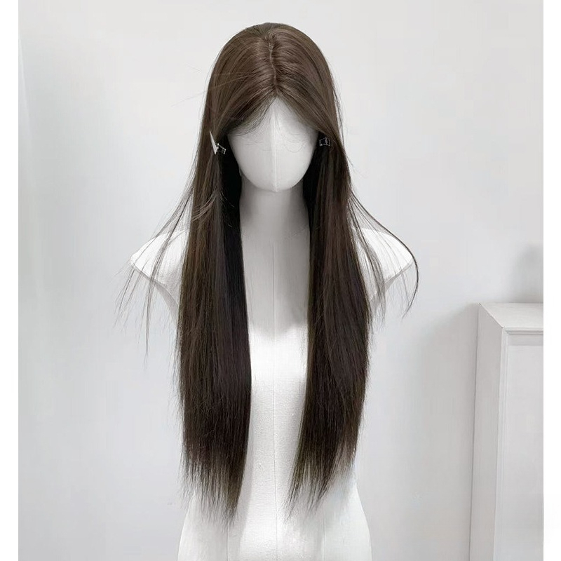 Cool Brown Wig 26inch Long Straight Hair Wig natural looking headband wig pelucas for daily use cosplay Synthetic Wigs парик