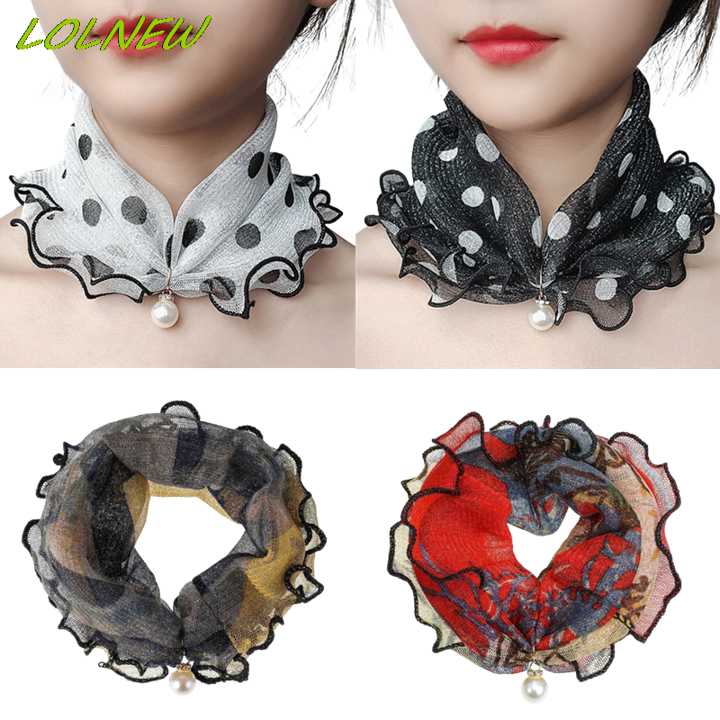 17 Styles Pearl Lace Variety Scarf Dropshipping Pearl Decoration Gold Thread Lace Women Elegant Ruffled Scarf шарф женский