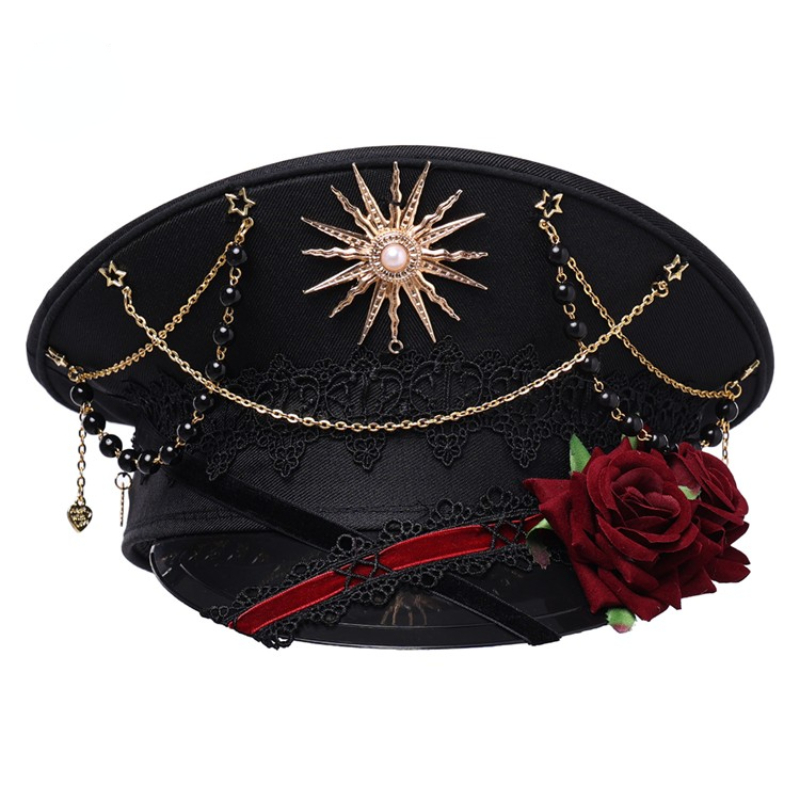 Designer Women's Steampunk Chain Rose Sunhat Halloween Hat Show Cap Gorras Para Hombres 모자 Шапка Женская Kanye sexmachine fug