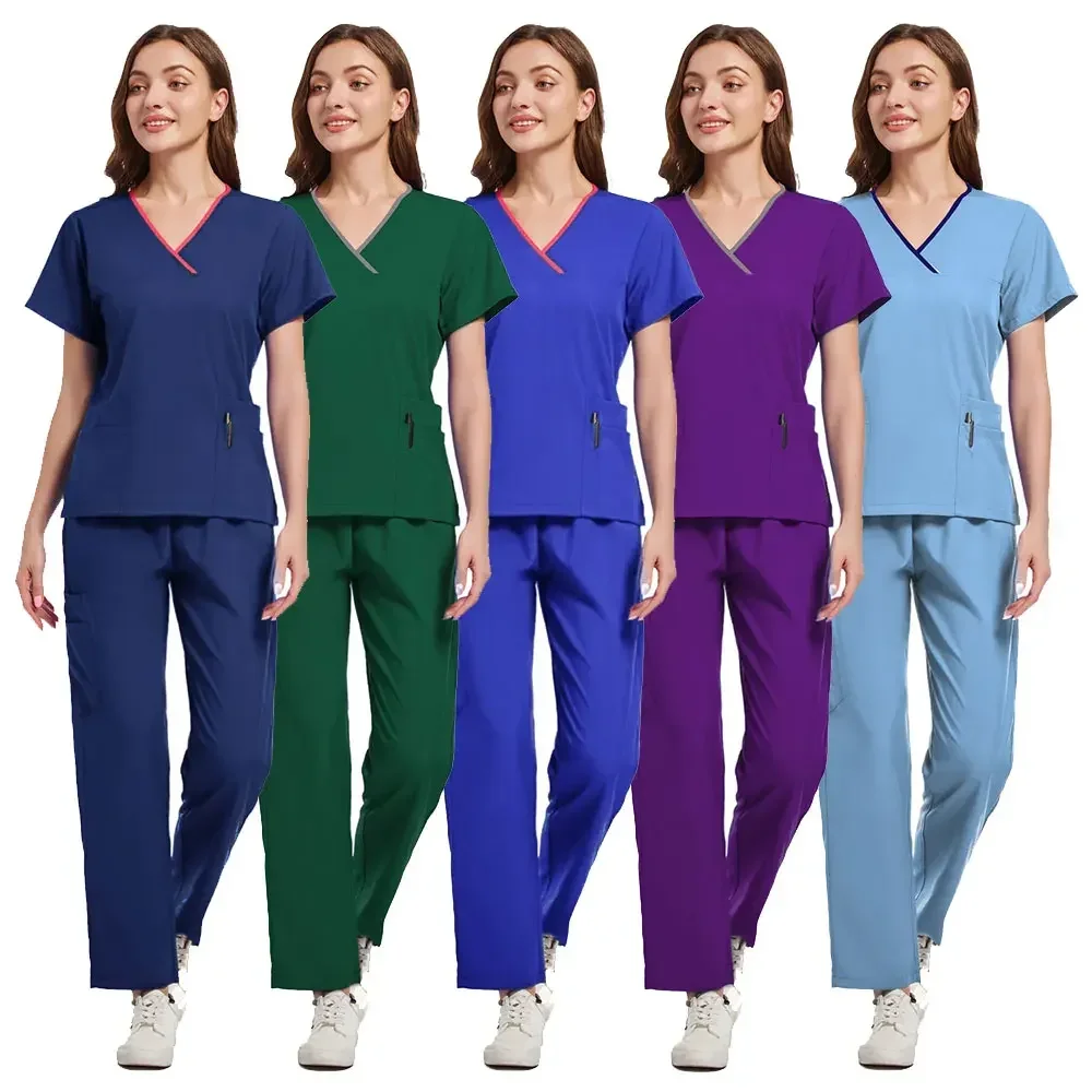 Quick-Dry Stretch Fabric Medical Uniform Women Scrub Nursing Set Doctor Nurse Outfit Pediatric Surgery Uniform Nurse Accessor