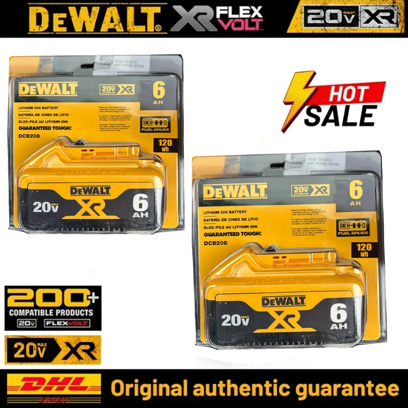 100% Genuine Dewalt 20V Battery, 2AH 5AH 6AH Rechargeable Lithium Ion Battery, Dewalt DCB200 Power Tool Replacement Battery