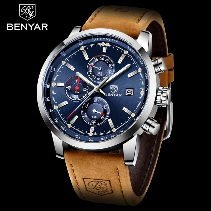 BENYAR 5102Men's Watches Luxury Quartz Wristwatch Sports Chronograph Watches for Men Waterproof Luminous Часы Relogios Mascul