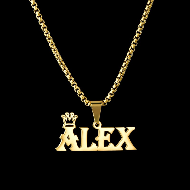 Custom Name Necklace Custom Jewelry Stainless Steel Personalized Crown Pendant For Women подвеска Men Collars Thick Chain Gif