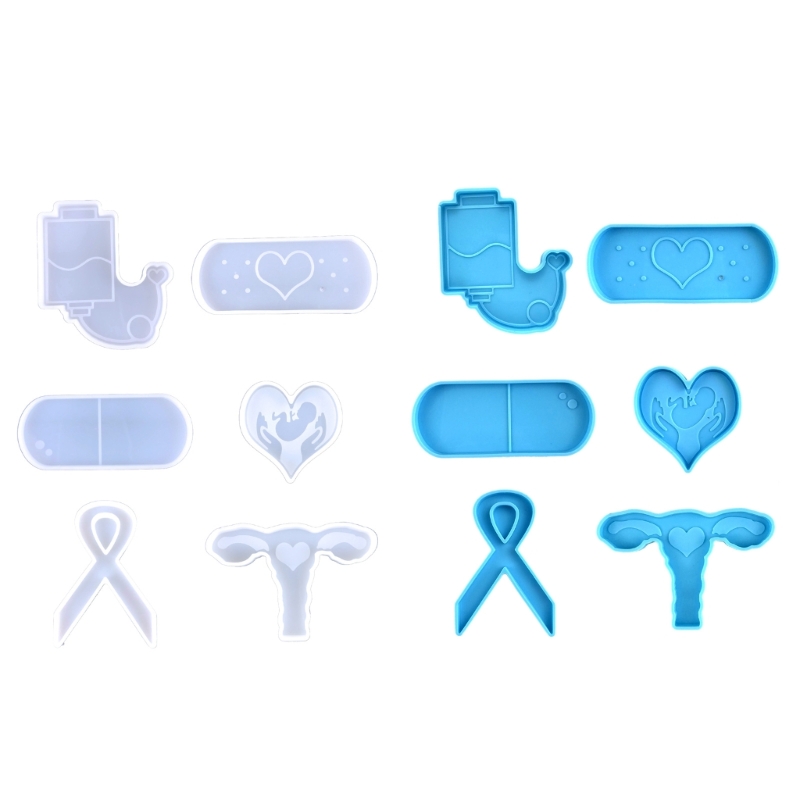 Doctor Badge Reel Resin Mold Heart Epoxy Resin Casting Molds for DIY Name Card Pendant Jewelry Silicone Keychain Mold