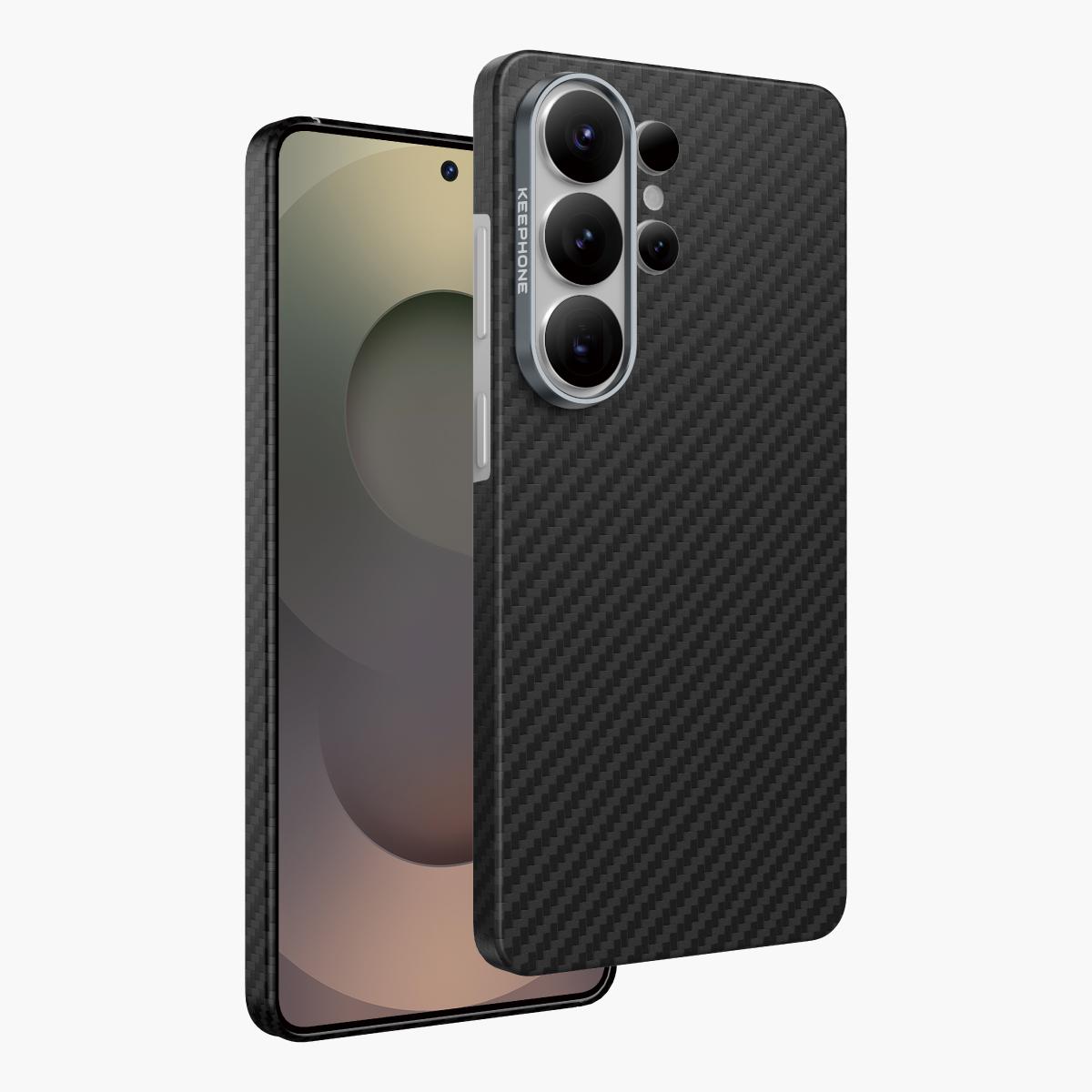 Чехол-накладка Keephone Kevlar Diago MagSafe для Samsung Galaxy S26 Ultra кевлар (арамид) черно-серый в полоску