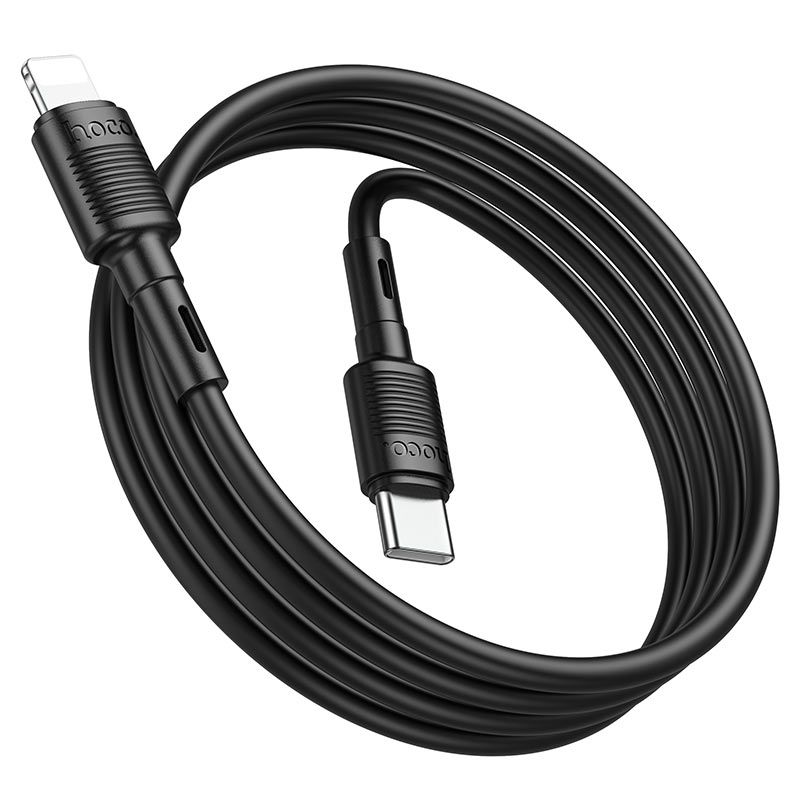 Кабель Hoco X83 Victory (Type-C) на (Lightning) 2.4A/20W 100см силиконовый (черный)