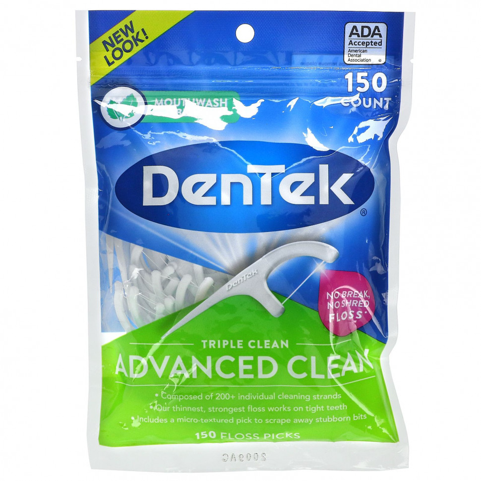 DenTek DenTek, Advanced Clean Floss Picks, жидкость для полоскания рта, 150 зубочисток