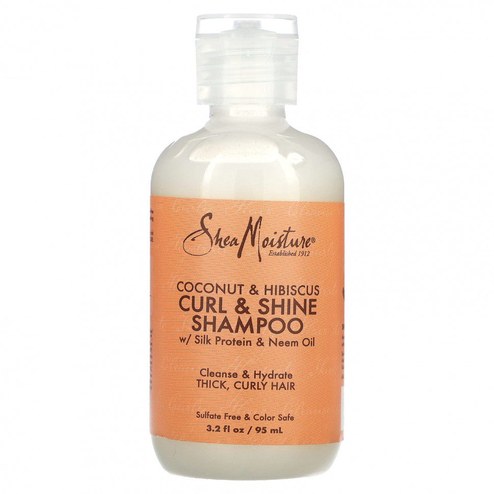 SheaMoisture, Curl & Shine Shampoo, для густых вьющихся волос, кокос и гибискус, 95 мл (3,2 жидк. Унции) SheaMoisture SheaMoisture, Curl & Shine Shampoo, для густых вьющихся волос, кокос и гибискус, 95 мл (3,2 жидк. Унции)