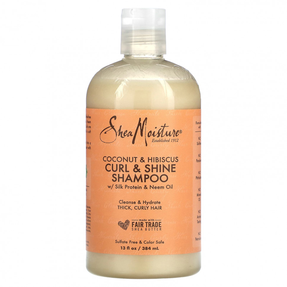 SheaMoisture, Curl & Shine, шампунь, кокос и гибискус, 384 мл (13 жидк. Унций) SheaMoisture SheaMoisture, Curl & Shine, шампунь, кокос и гибискус, 384 мл (13 жидк. Унций)