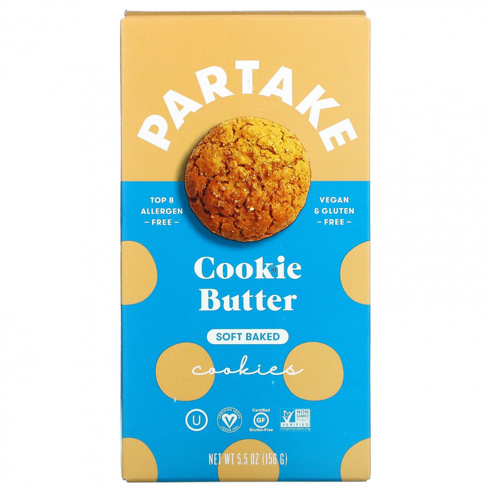 Partake Partake, Soft Baked Cookies, масло для печенья, 156 г (5,5 унции)