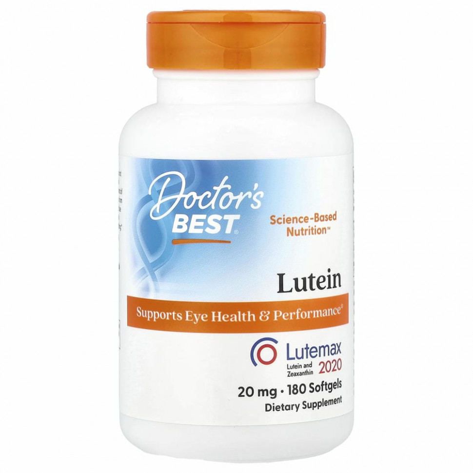 Докторс Бэст Doctor's Best, лютеин с Lutemax 2020, 20 мг, 180 капсул