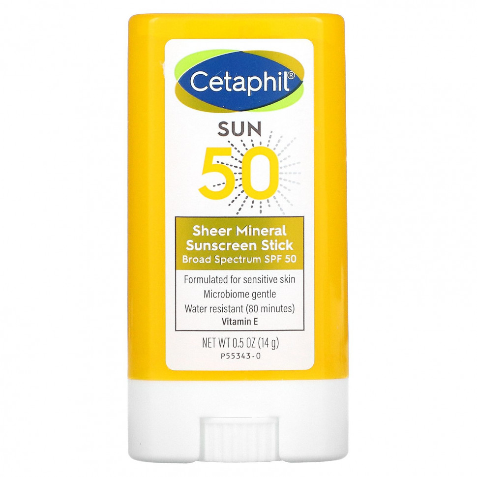 Сетафил Cetaphil, Минеральный солнцезащитный стик-стик, SPF 50, 14 г (0,5 унции)