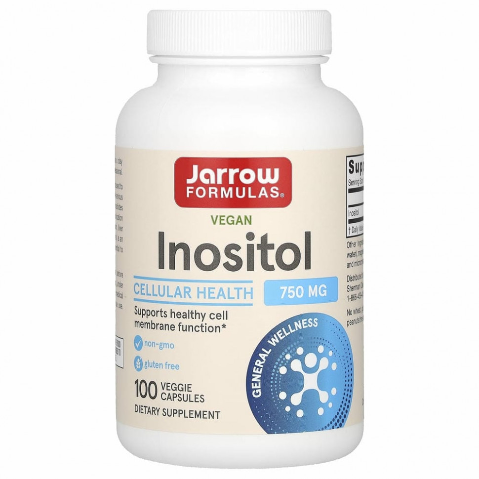 джэрроу формулас Jarrow Formulas, инозитол, 750 мг, 100 вегетарианских капсул
