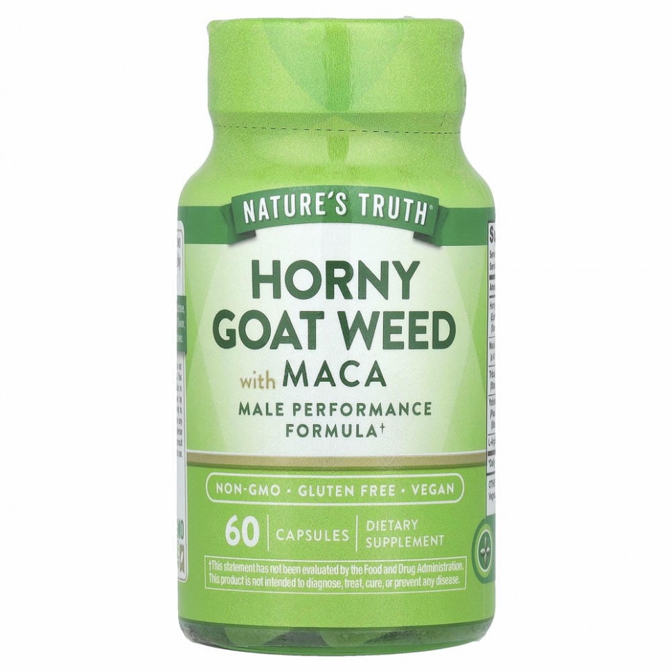 Нэйчерс Трус Nature's Truth, Травка из Horny Goat Weed с макой, 60 вегетарианских капсул